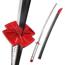 Katana Yatsufusa inspirada en anime, con hoja oscura, empuñadura tradicional y vaina negra decorativa